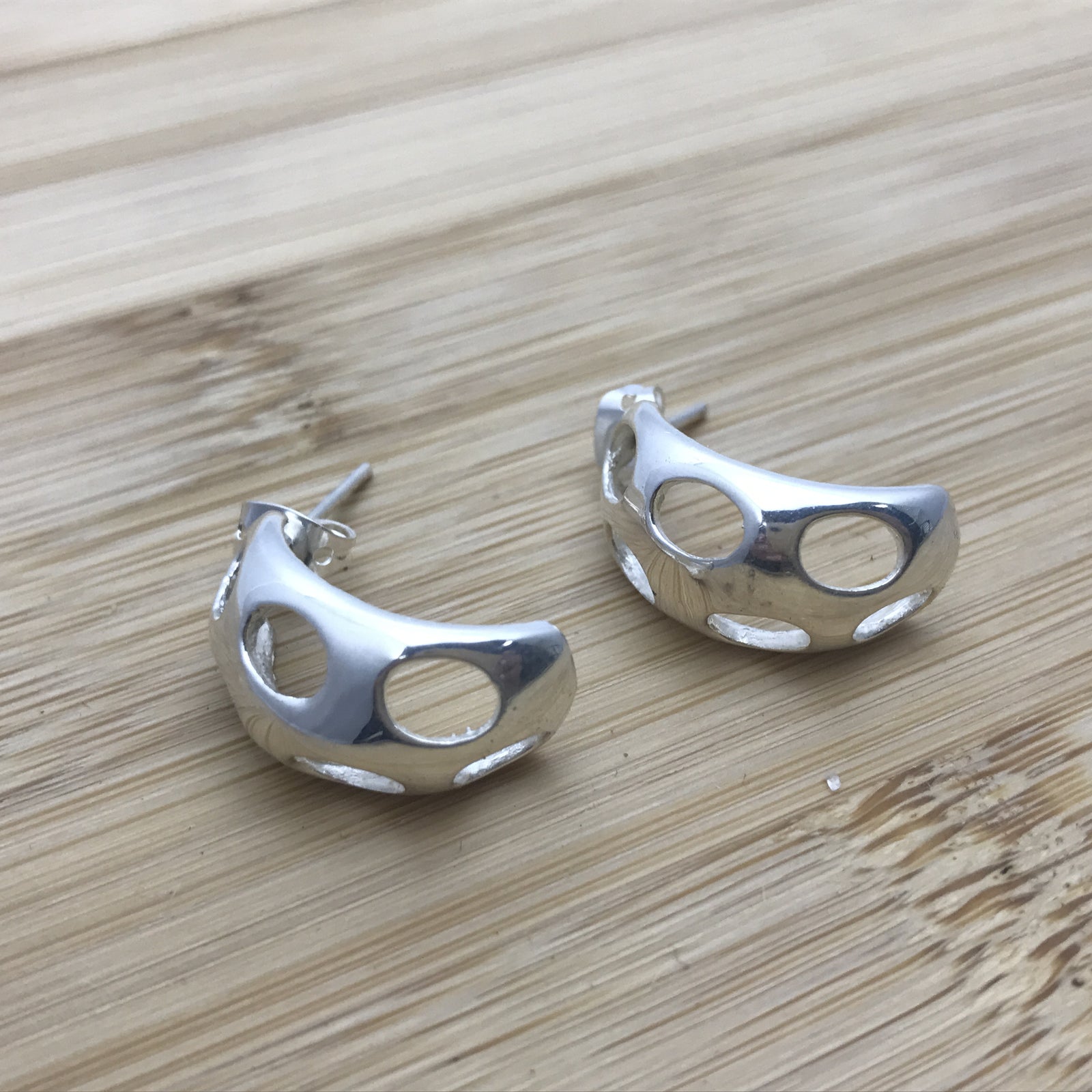 Ovals Wide Silver Earrings