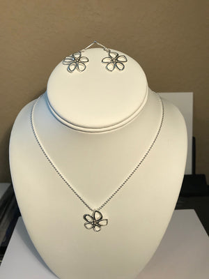 Star Flower Sterling Silver Necklace and Earrings Set