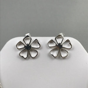 Sterling Silver Flower Necklace and Earrings Set