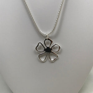 Sterling Silver Flower Necklace and Earrings Set
