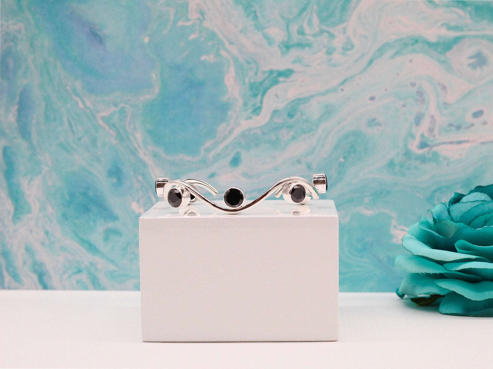 Wavy Zirconia Cuff Bracelet