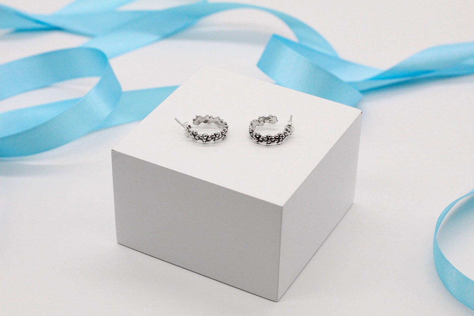 Flower Crown Stud Silver Earrings