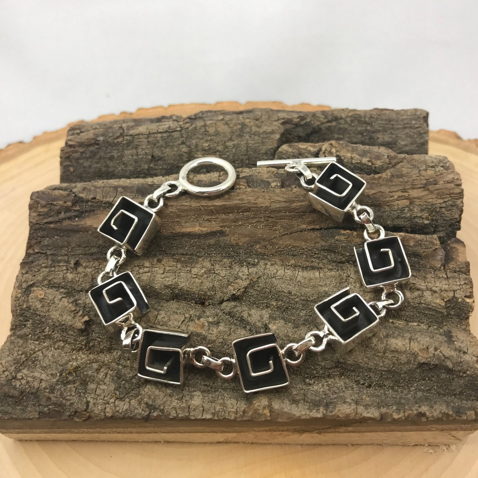 Square Swirl Silver Bracelet