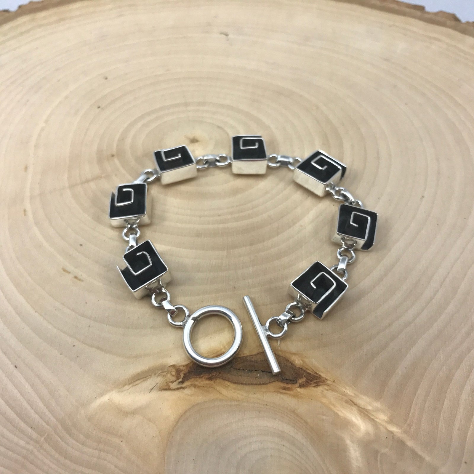 Square Swirl Silver Bracelet