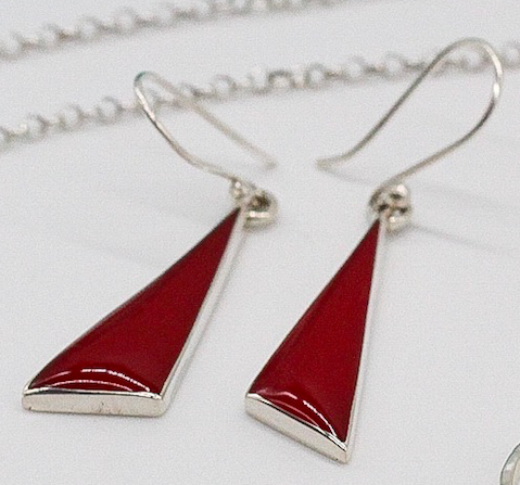 Silver and Turquoise or Red Stone Earrings