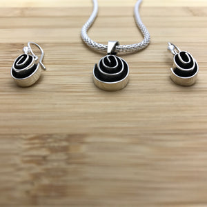 Oval Swirl Pendant and Earrings Set