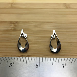 Open Drop Curved Silver Earrings