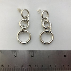 Staggered Rings Silver Earrings
