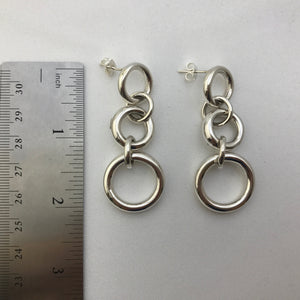 Staggered Rings Silver Earrings