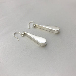 Flat Drop Shape Silver Earrings