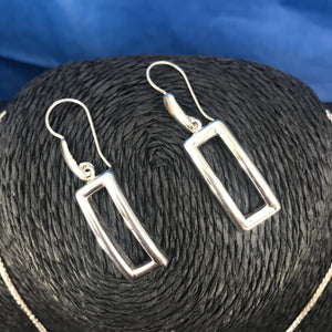 Squared Silver Necklace and Earrings Set