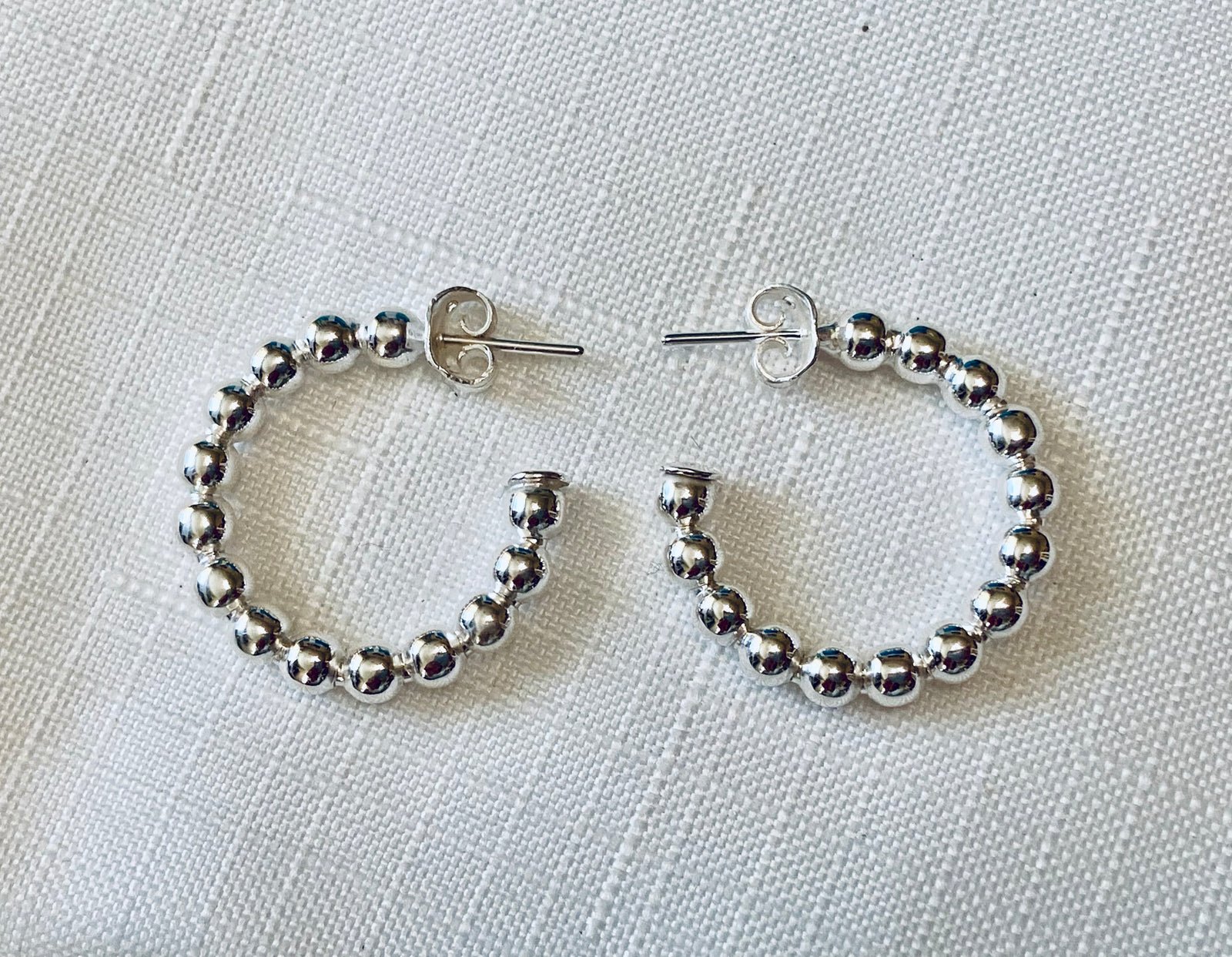 Multi Spheres Hoop Silver Earrings