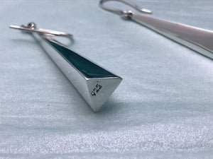 Long Triangle Shaped Modern Silver Earrings
