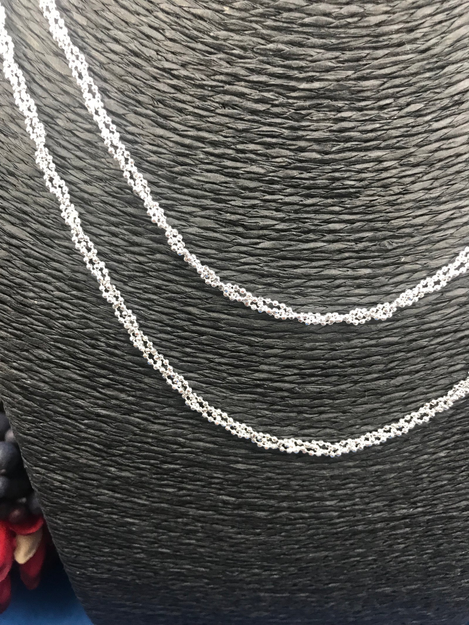 Braided Triple Ball Silver Chain