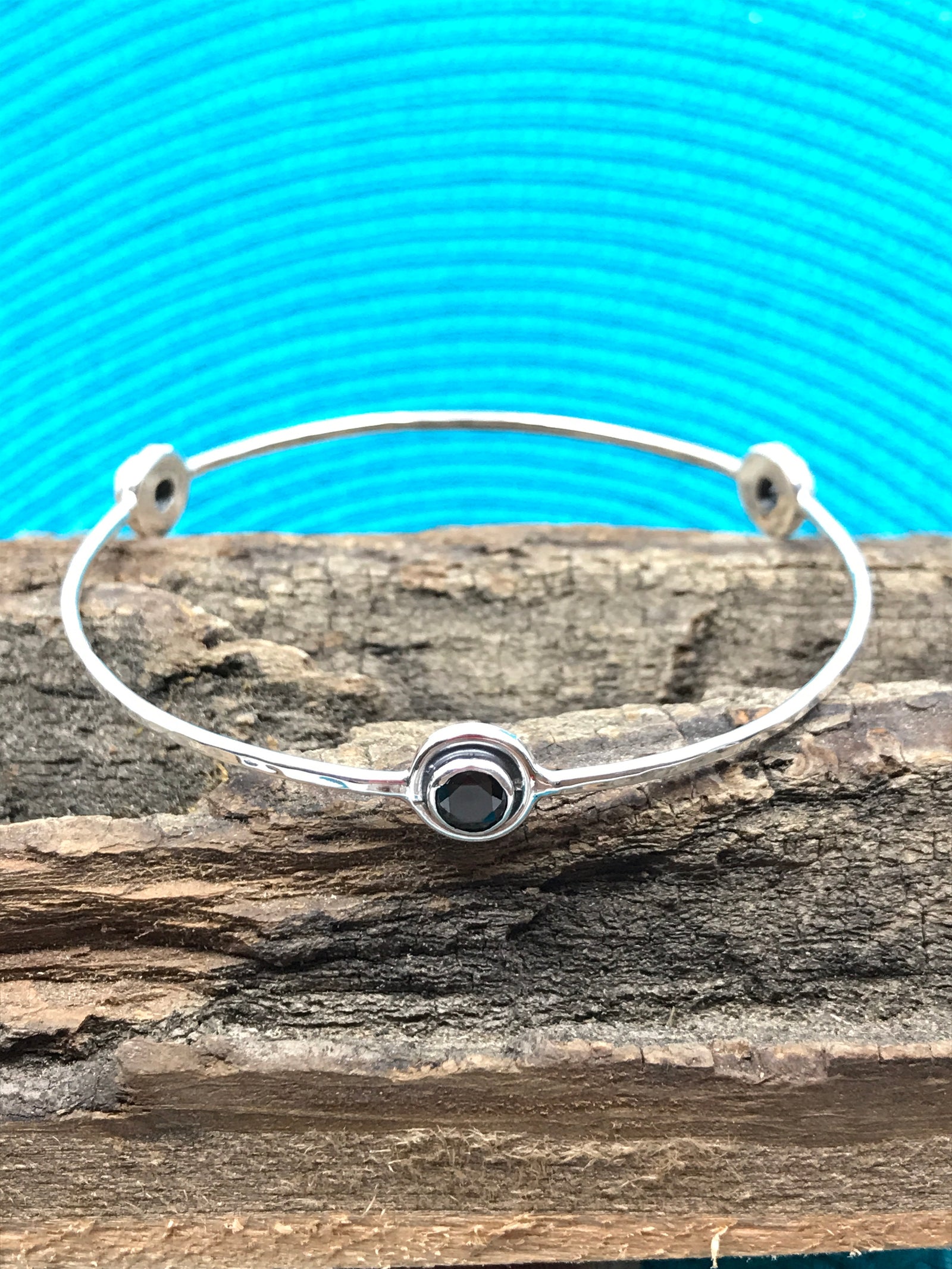 Triple Stone Vintage Silver Bangle