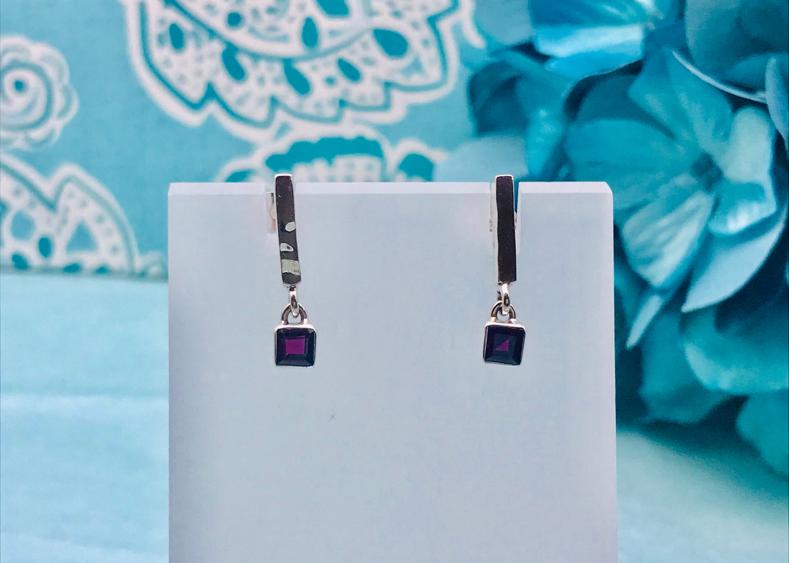 Hammered Bars Silver Earrings