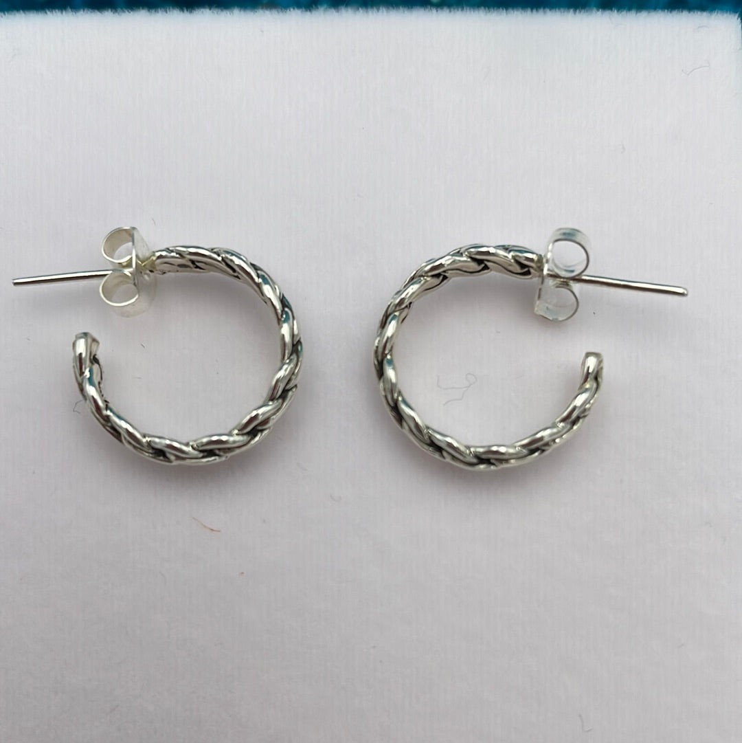 Braided Silver Stud Earrings