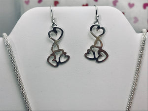 Multiple Hearts Necklace and Earrings Set