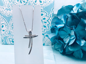 Double cross silver necklace Spiga chain