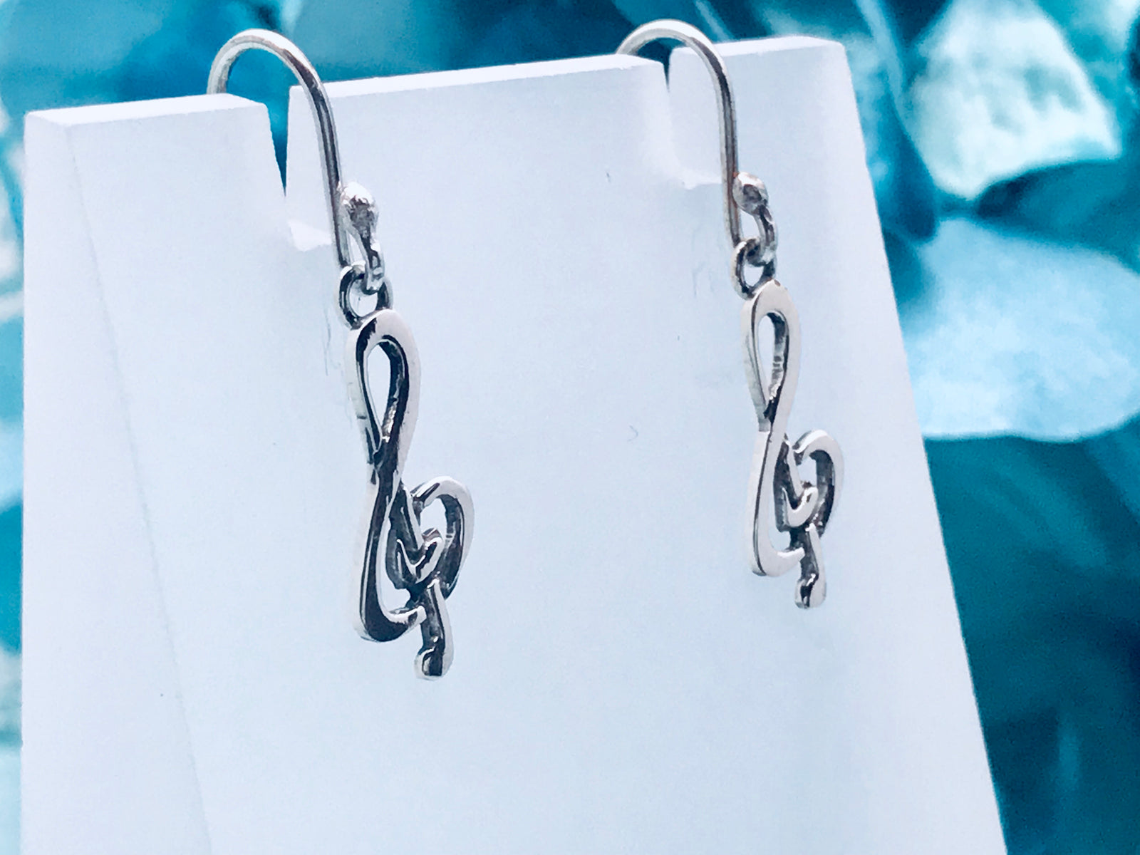 Musical Note Hook Silver Earrings