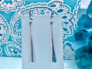 Long Triangle Shaped Modern Silver Earrings