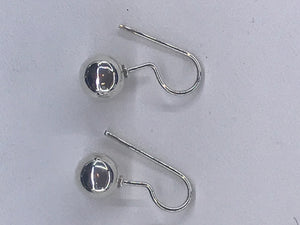 Small Ball French Wire Hook Silver Earrings
