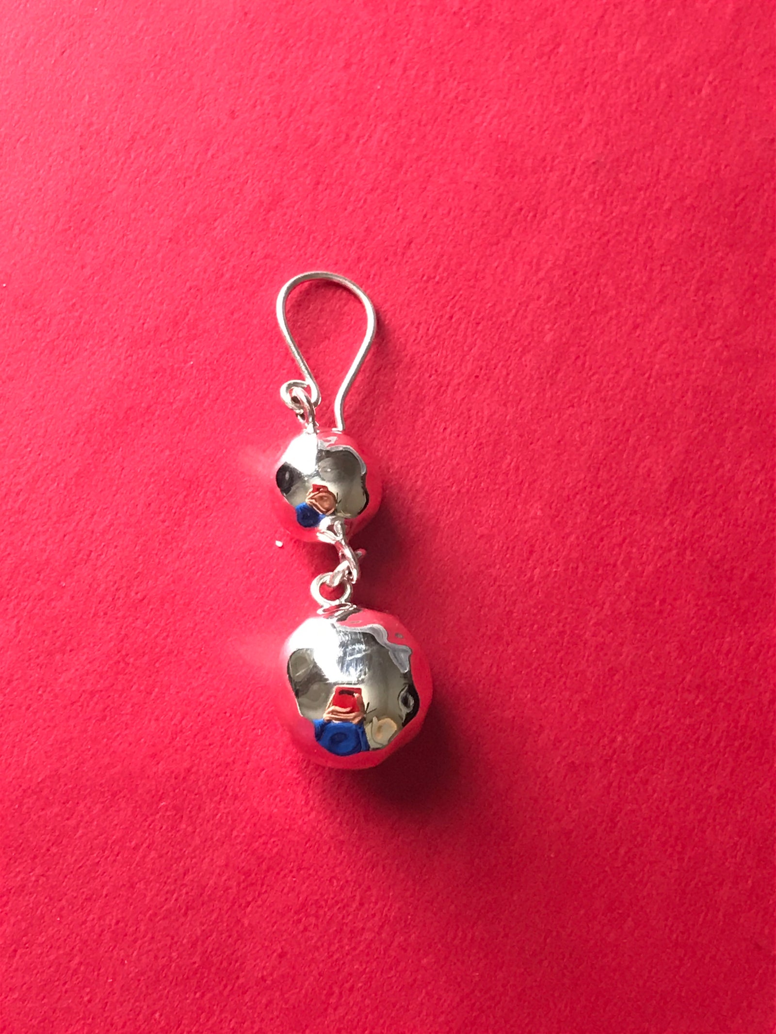 Hammered Double Ball Silver Earrings