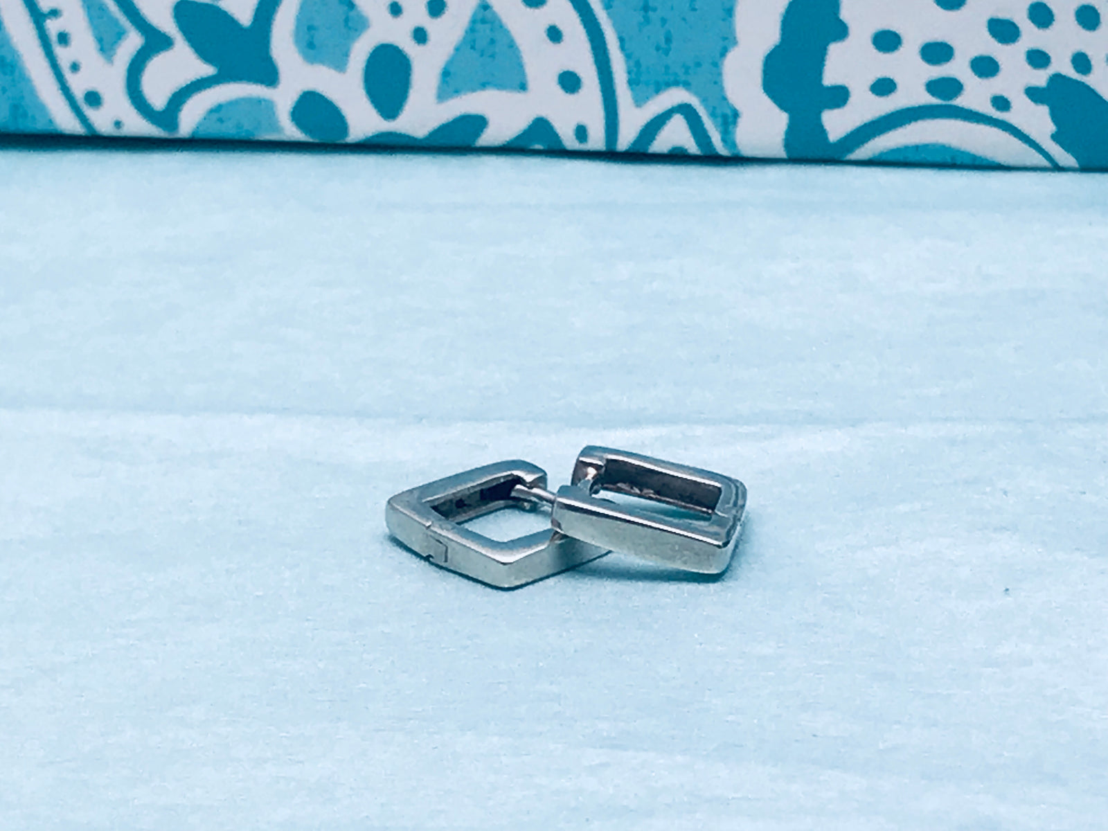 Squared Huggies Silver Earrings