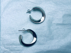 Medium Size Twisted Hoop Silver Earrings