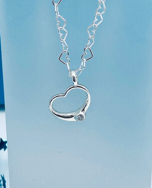 Heart and Zirconia Necklace and Earrings Set