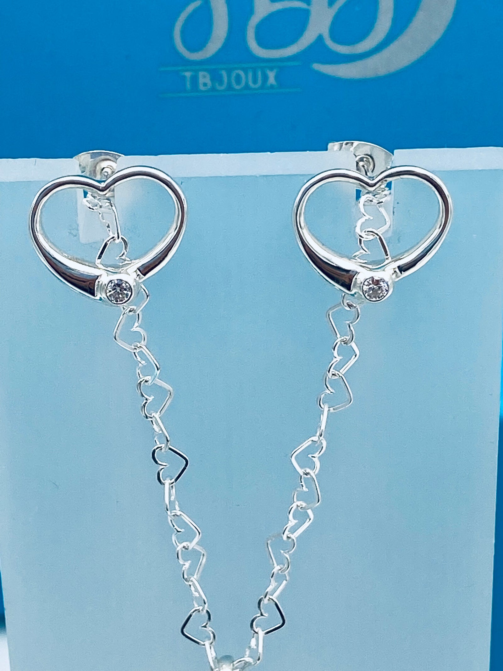 Heart and Zirconia Necklace and Earrings Set
