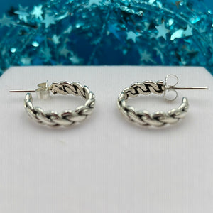 Braided Silver Stud Earrings