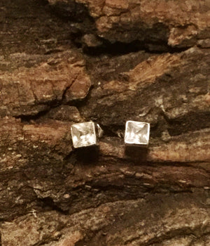 Square Zirconia Silver Earrings