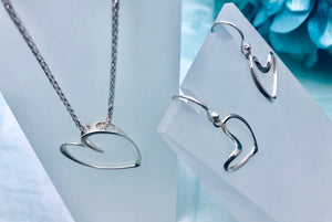Heart Silhouette Necklace and Earrings Set