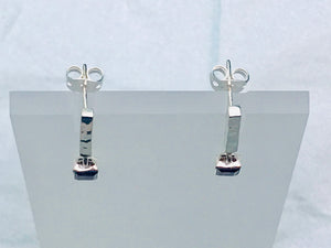 Hammered Bars Silver Earrings