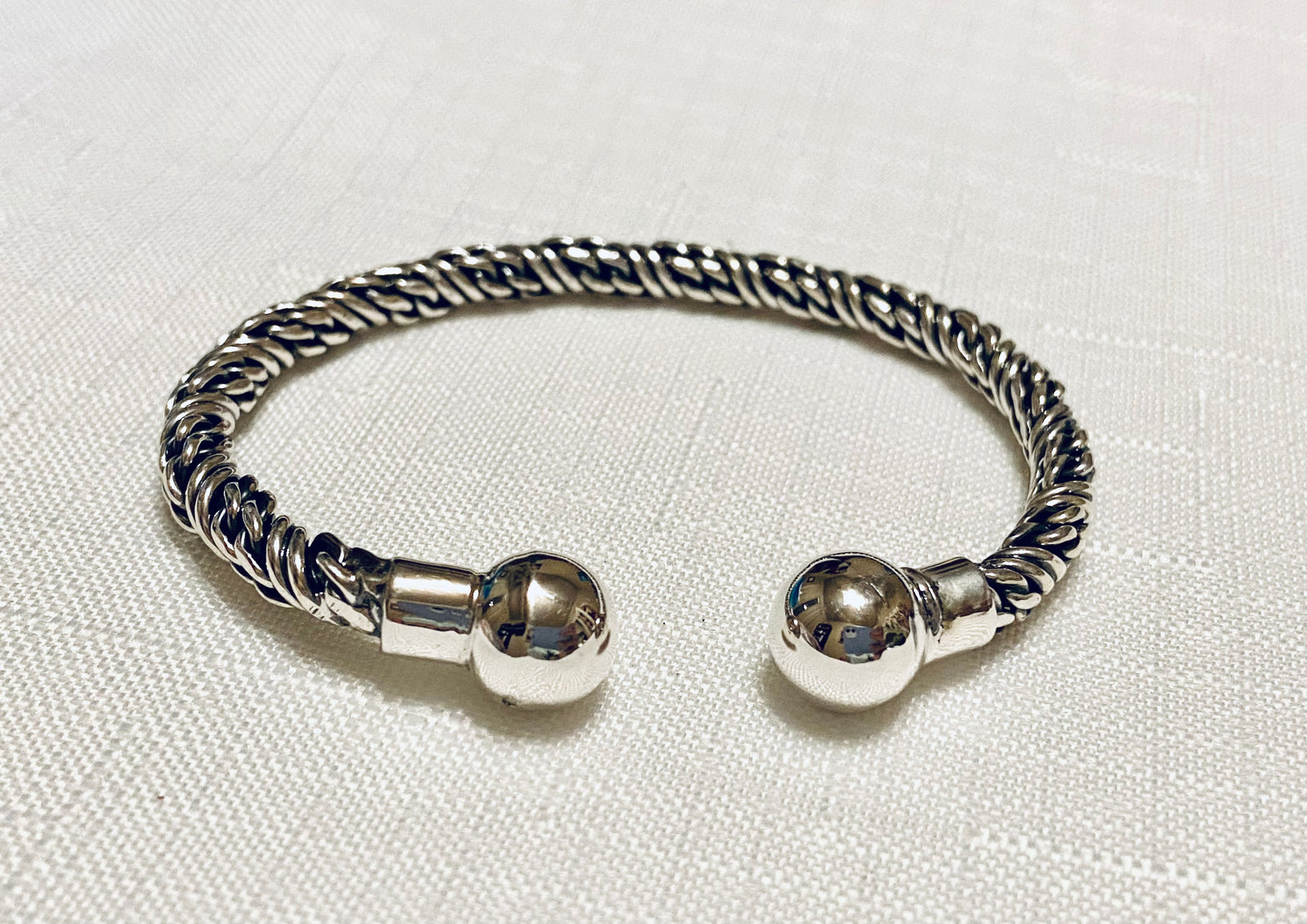 Braided Silver Cuff Bracelet