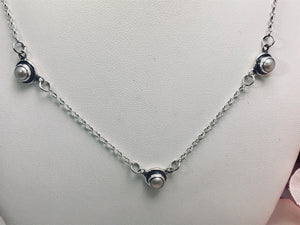 Pearl or Zirconia Silver Necklace