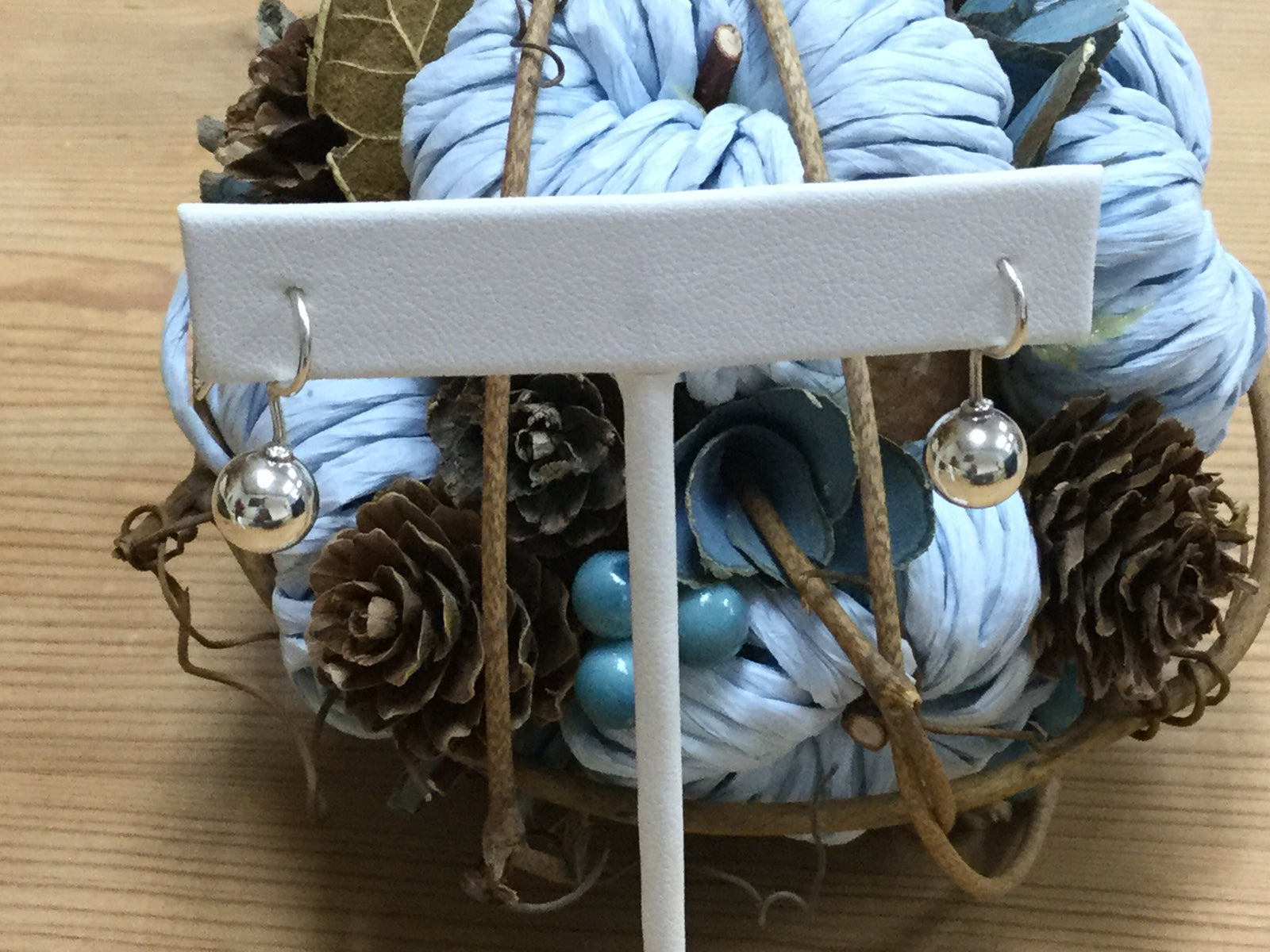 Small Ball French Wire Hook Silver Earrings