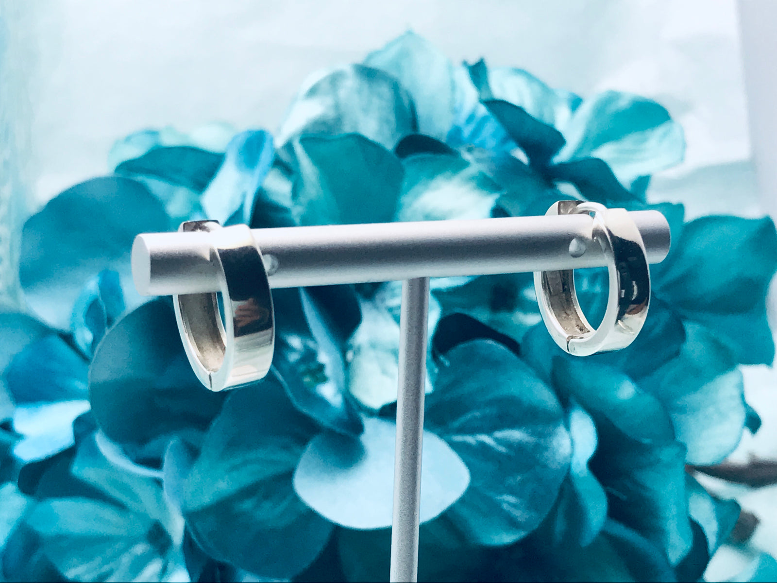 Round Huggies Silver Earrings