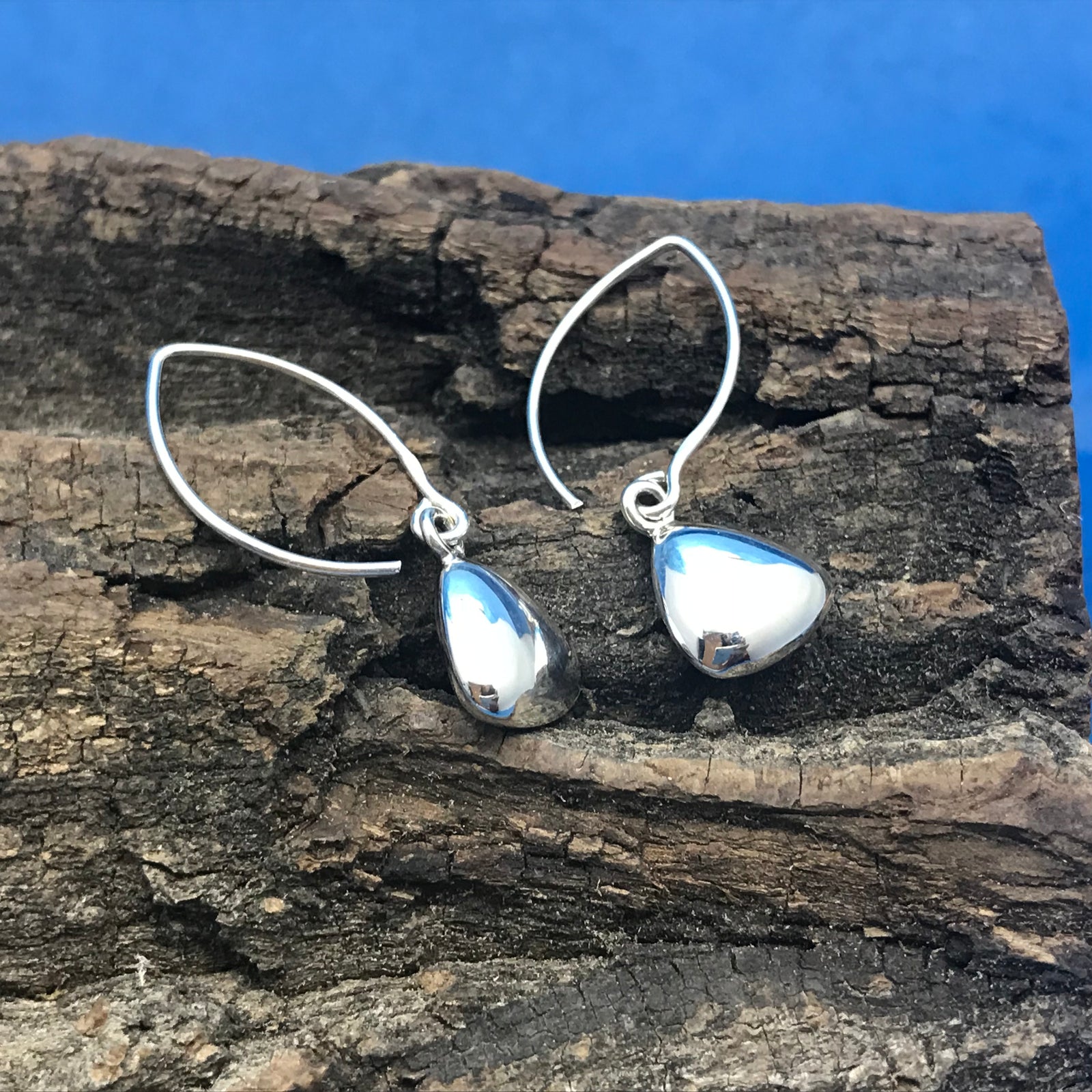 Triangle French Wire Hook Silver Earrings