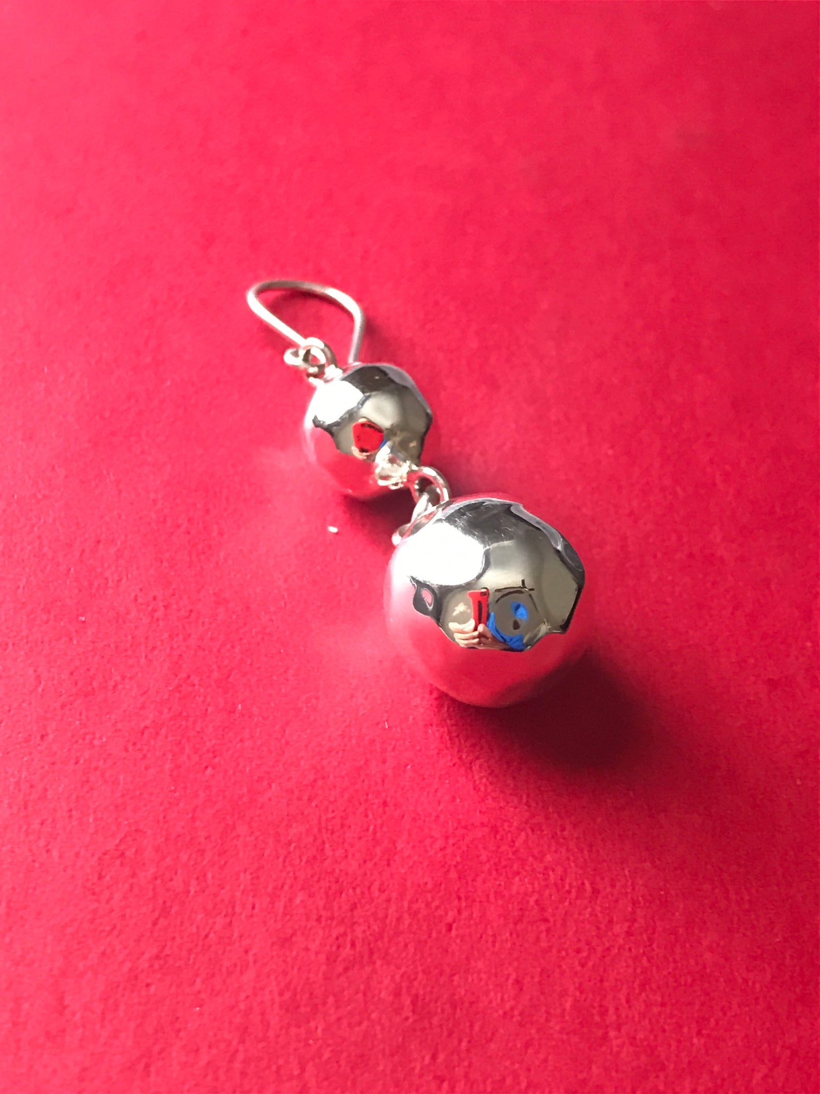 Hammered Double Ball Silver Earrings
