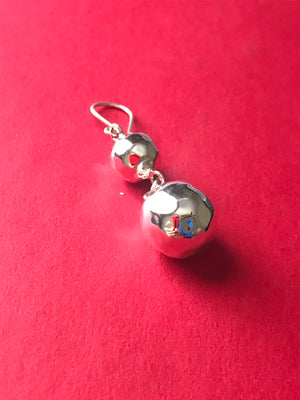 Hammered Double Ball Silver Earrings