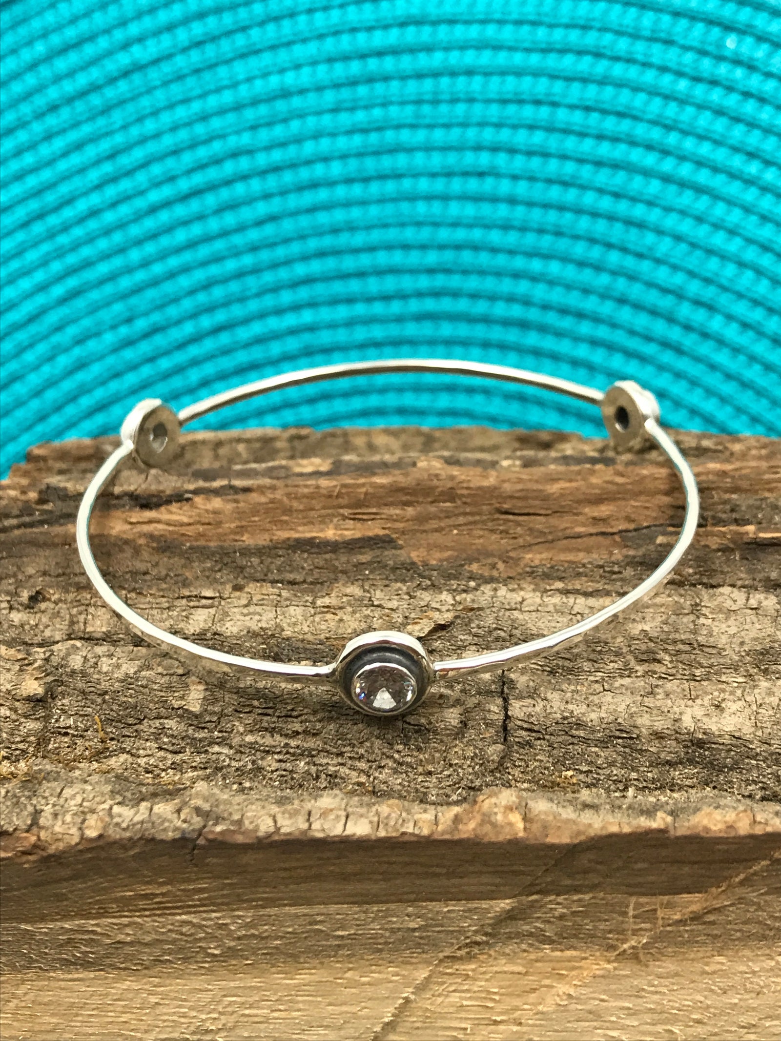 Triple Stone Vintage Silver Bangle