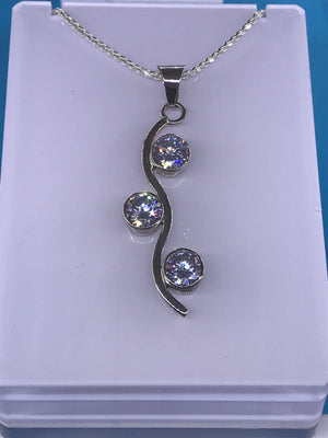 S Silver Zirconia Necklace