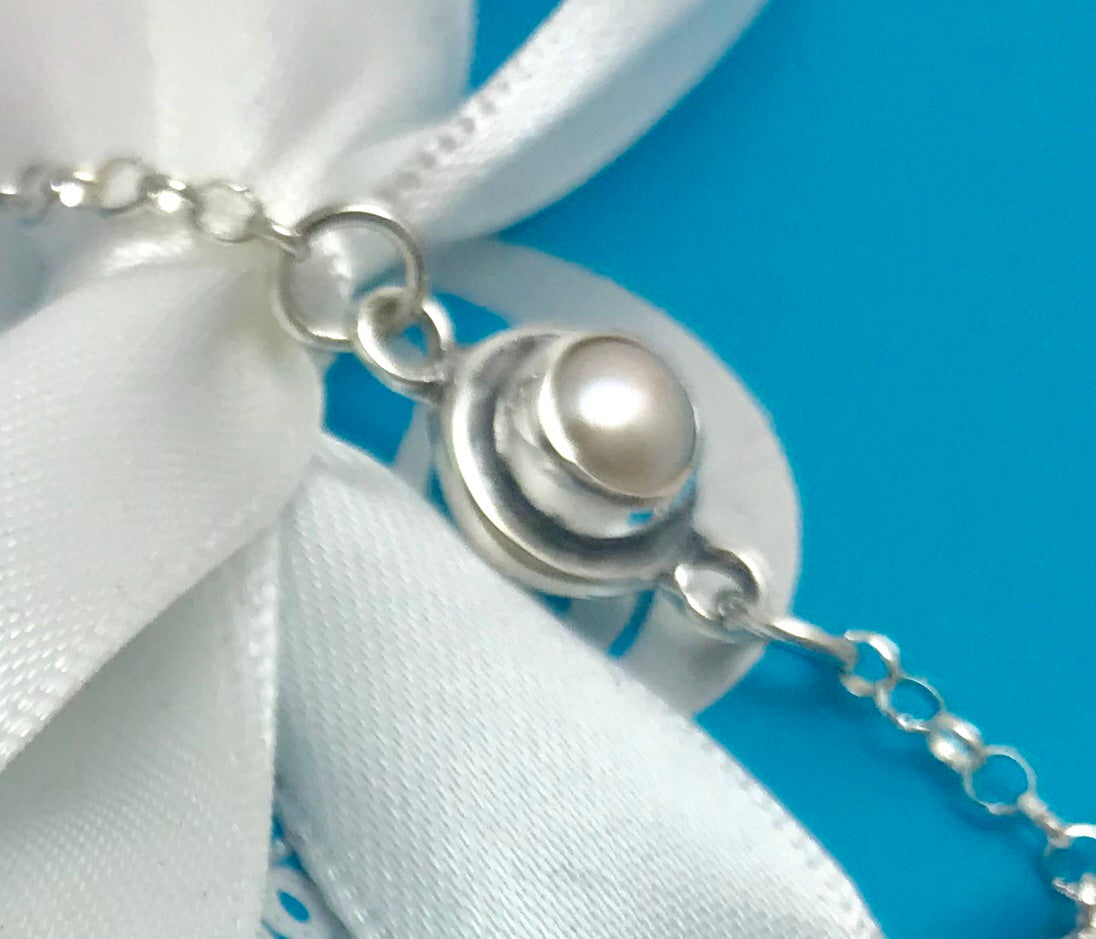 Pearls or Zirconia Stones Silver Bracelet