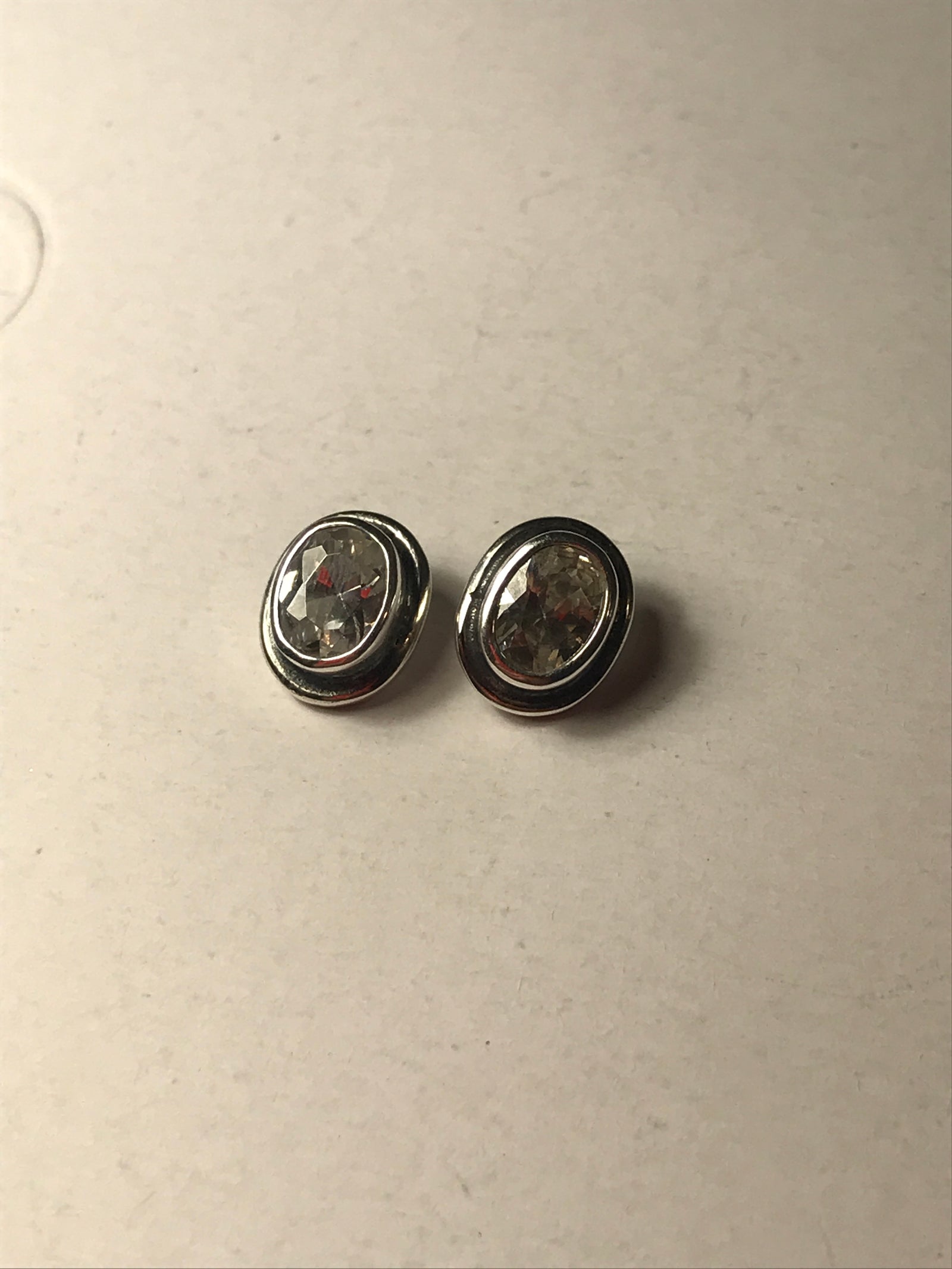 Oval Stone Silver Earrings