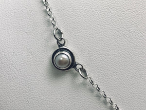 Pearl or Zirconia Silver Necklace
