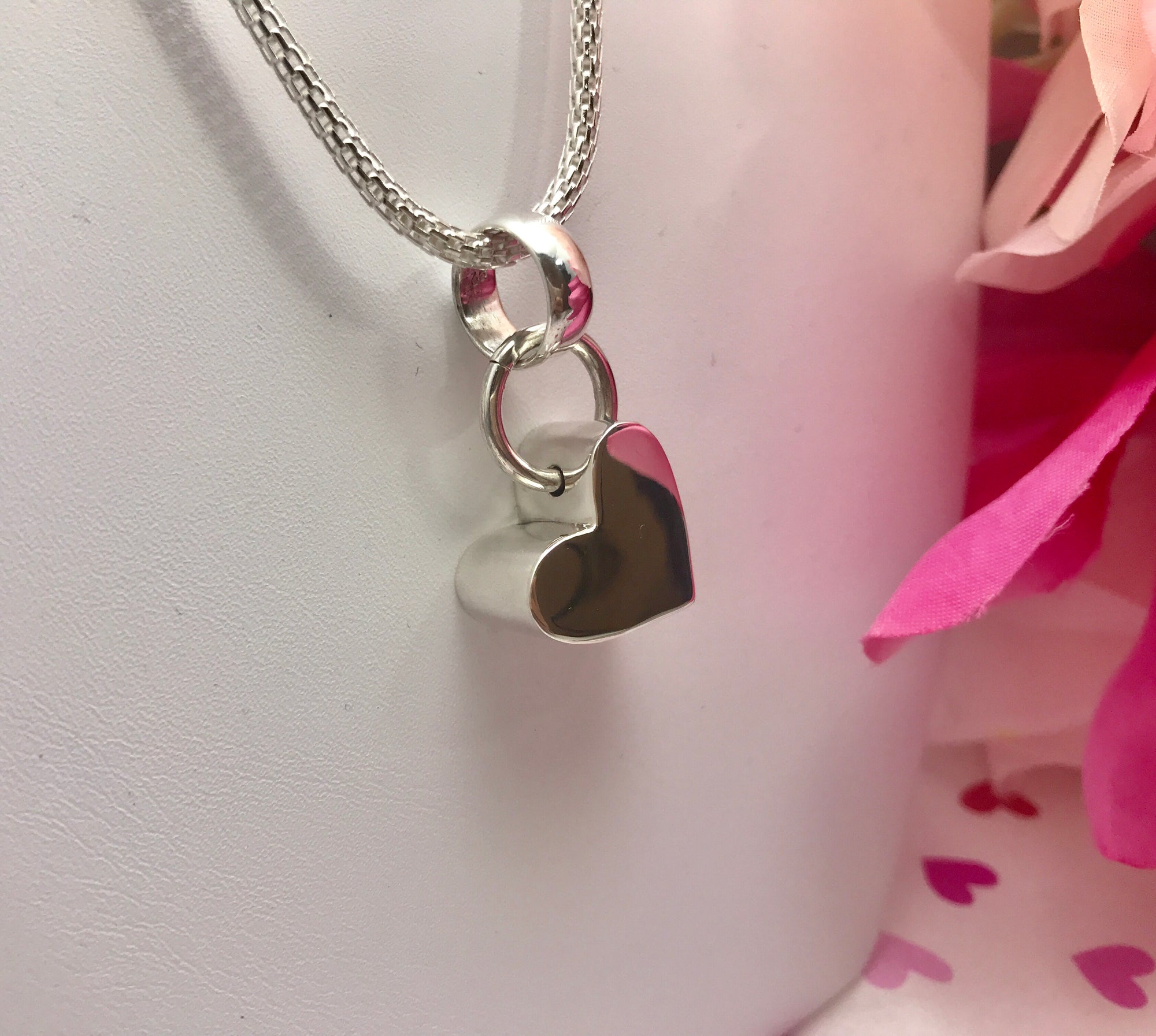 3D Heart Silver Necklace