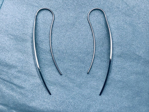 Modern Leaf French Hook Silver Earrings