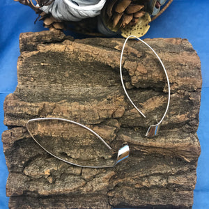 Ribbon French Wire Hook Silver Earrings